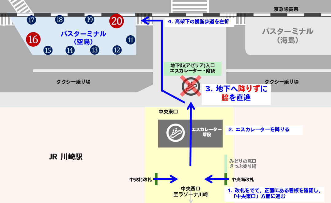 東口バスターミナル（空島）案内図
